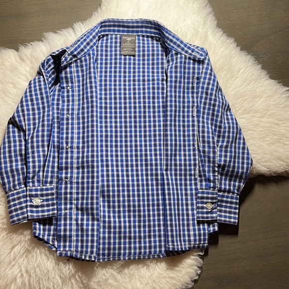 Dockers, Boy’s (size 4) Button-down Plaid Shirt, Blue and White - Picture 8 of 11